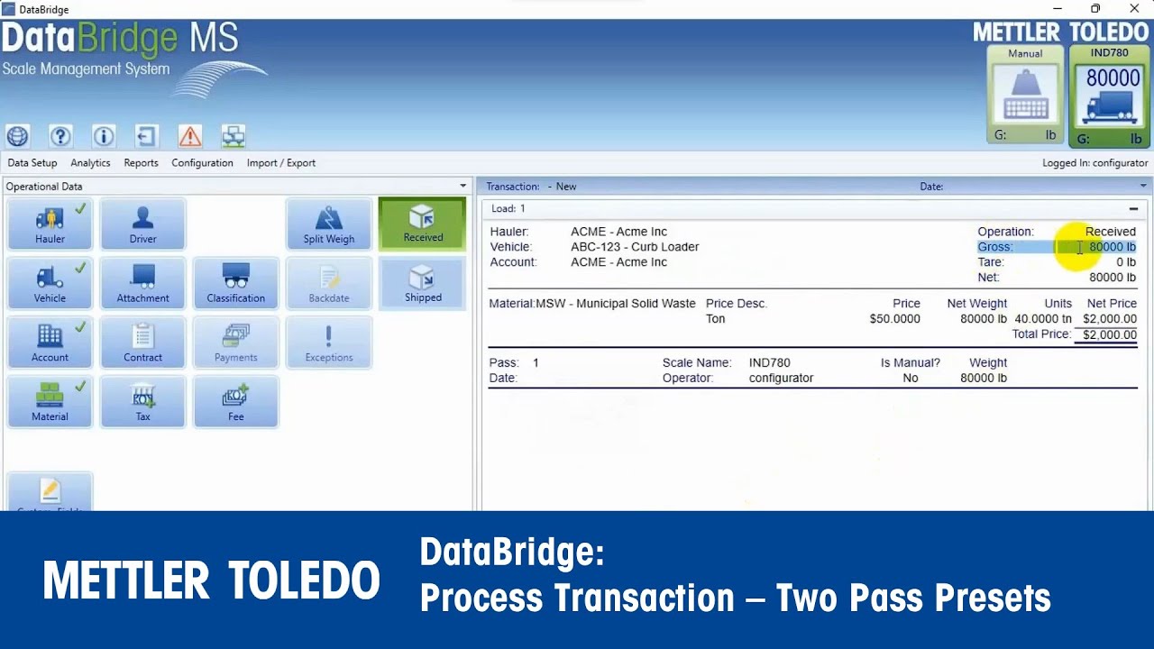 DataBridge: Process Transaction - Two Pass Presets