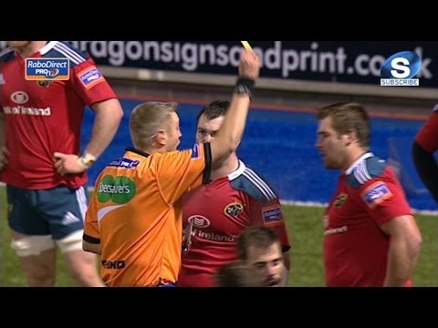 CJ Stander Yellow Card for professional foul - Cardiff Blues v Munster 23rd Nov 2013