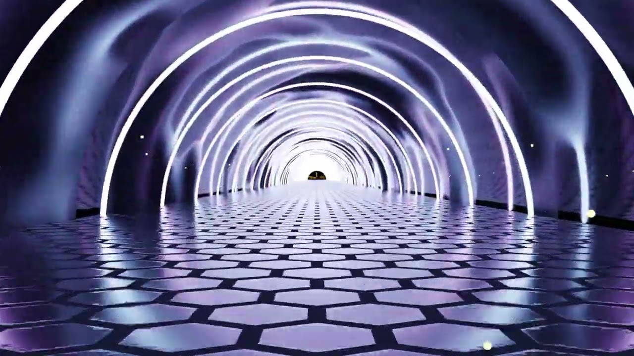 Abstract Beautiful Futuristic 3D Tunnel with Neon Lights Hex pattern floor Reflection Live Wallpaper