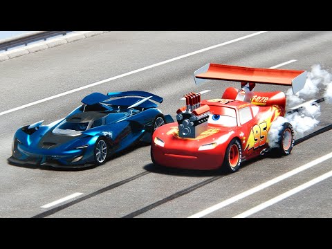 Lightning McQueen Dragster Edition vs SRT Tomahawk Vision GT  at 24 KM Drag Race