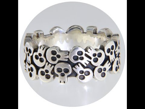 Inel Argint 925 Oxidat Dancing Skulls - Party Spirit