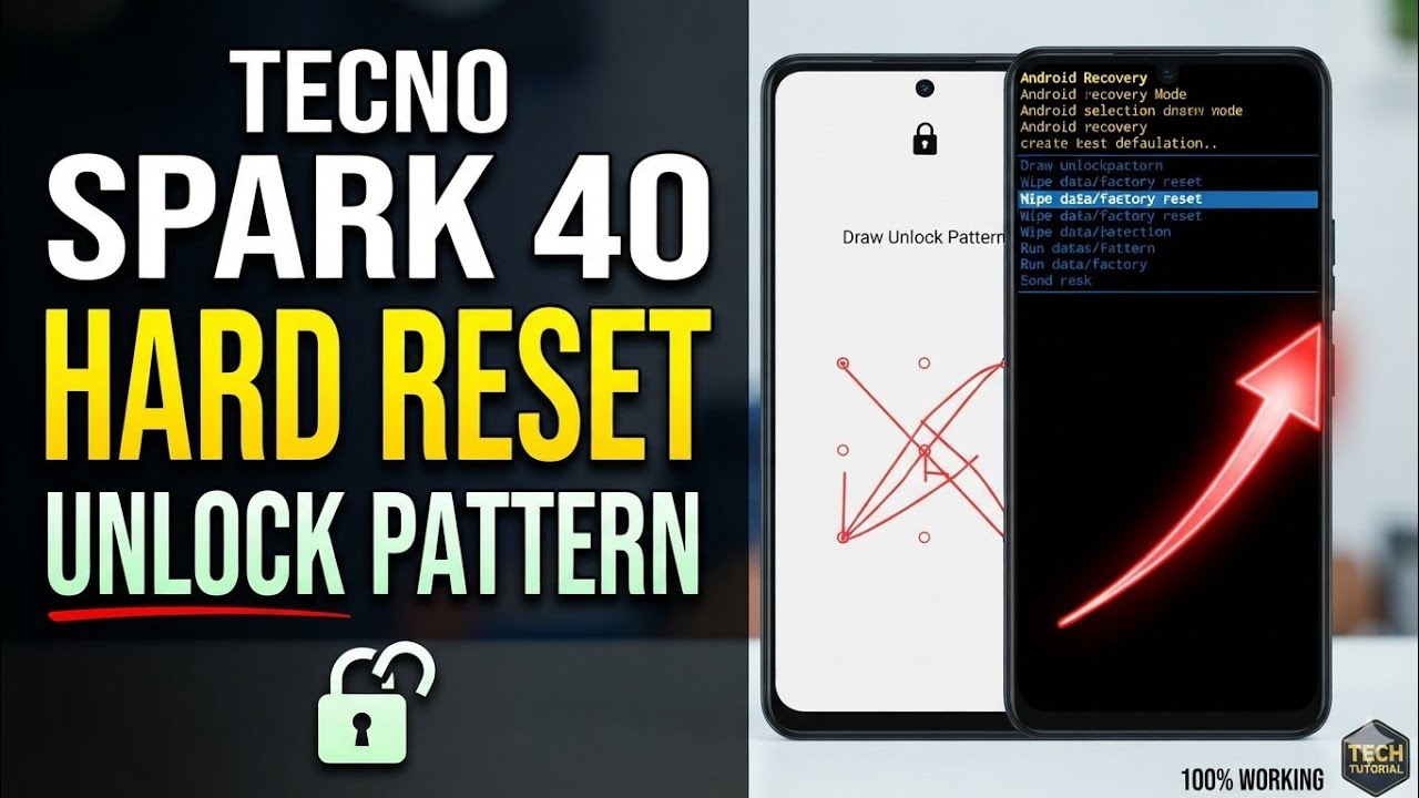 Tecno Spark 40 KM5 Hard Reset Unlock Pattern