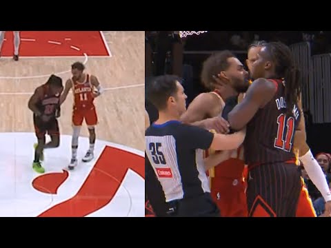 Trae Young slaps Ayo Dosunmu on the butt and things get heated 😳