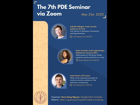 Weak solutions of the Navier-Stokes equations may be smooth for a.e. time, Maria Colombo.