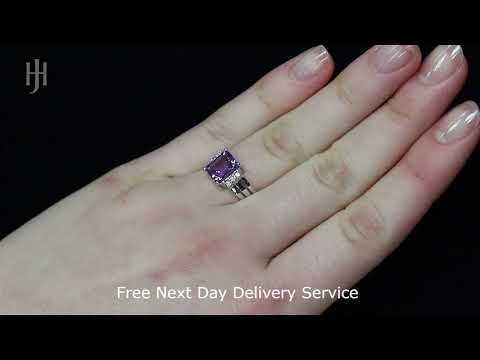 9ct W/G Diamond & Amethyst Ring - HJ297