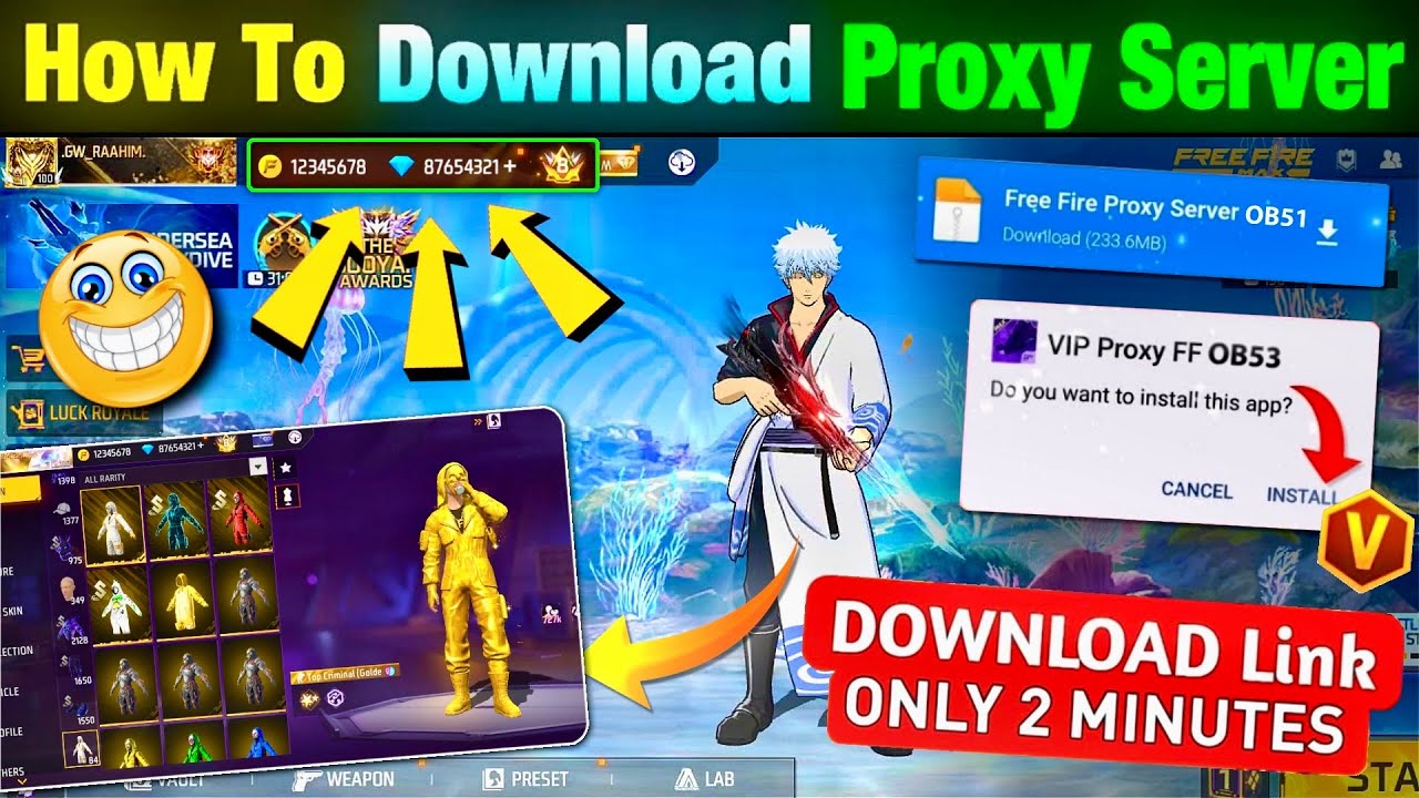 HOW TO DOWNLOAD PROXY SERVER IN FREE FIRE, HOW TO USE PROXY SERVER IN FREE FIRE, VIP PROXY SERVER