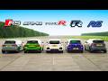 RS 3 v A45 AMG v Civic Type R v Golf R v Focus RS - DRAG & ROLLING RACE | Head-to-Head