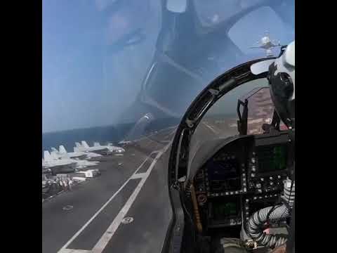 Cockpit view of  F-35 landing on USS Nimitz