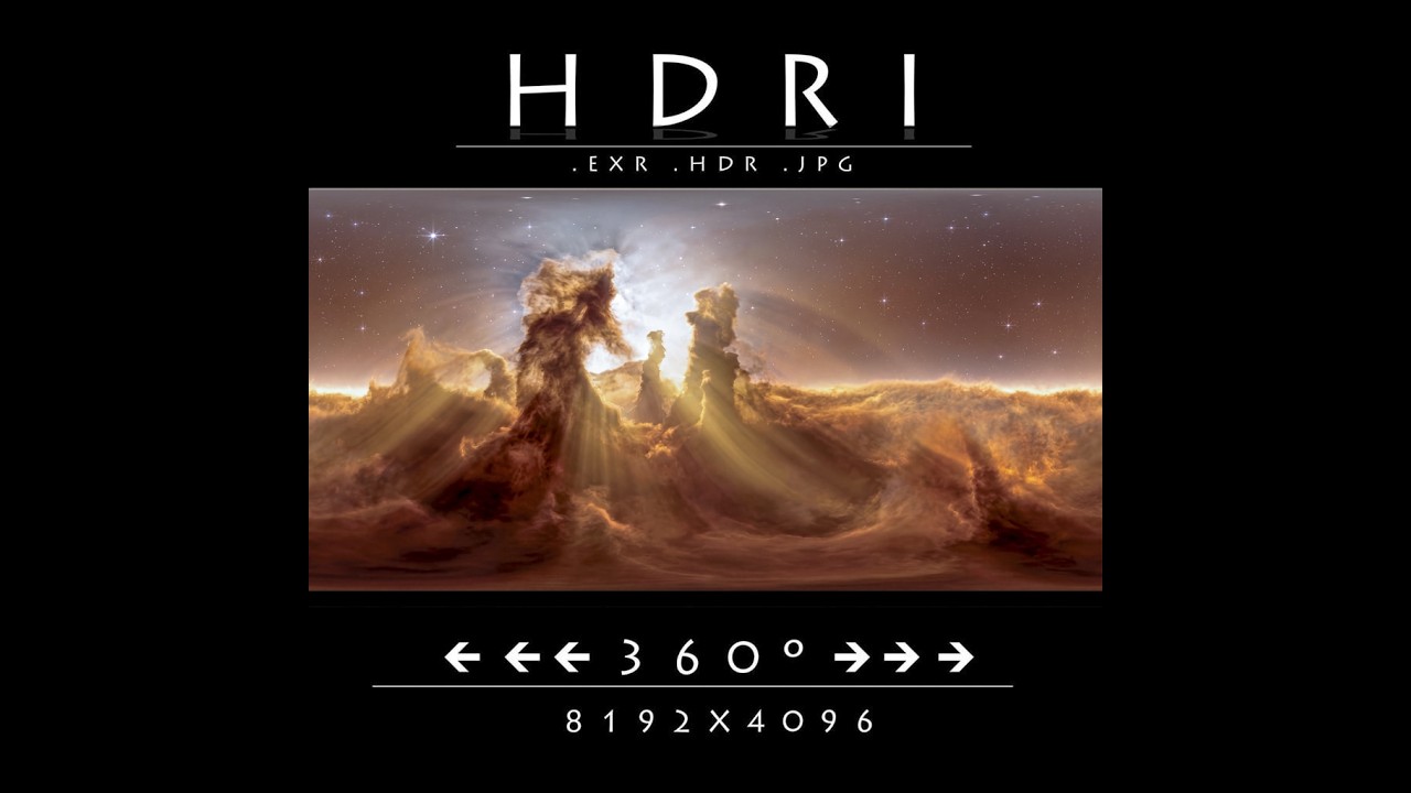 Cosmic Majesty 8K Ultra-HDRI Golden Nebula Pillars 32-Bit EXR-HDR CG Textures