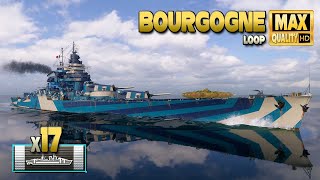 Battleship Bourgogne: 17 Citadel hits on map Loop - World of Warships