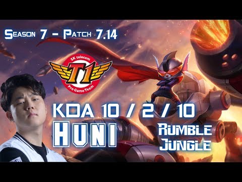 SKT T1 Huni RUMBLE vs ZAC Jungle - Patch 7.14 KR Ranked