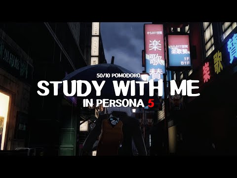 Study With Me In Persona 5 | Cozy Rainy Night At Café Leblanc | 50/10 Pomodoro Timer