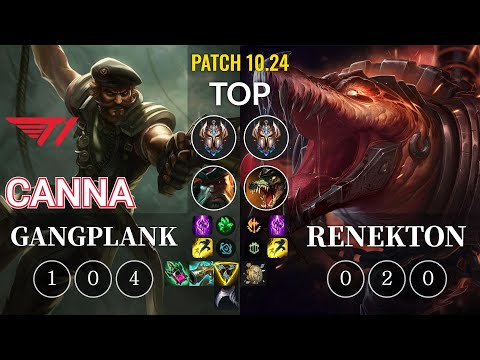 T1 Canna Gangplank vs Renekton Top - KR Patch 10.24