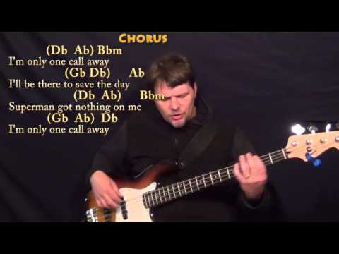 One Call Away (Charlie Puth) Bass Guitar Cover Lesson in Db with Chords/Lyrics