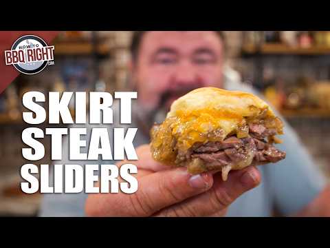 Grilled Skirt Steak, Caramelized Onions and Jack Cheese make the BEST Sliders