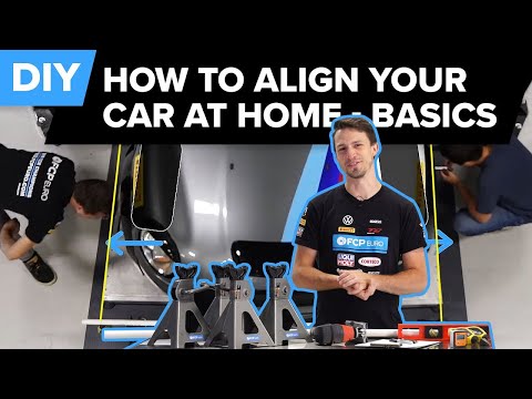 Part of a video titled At Home Alignment Made Easy - How To Use String To Align Your Car