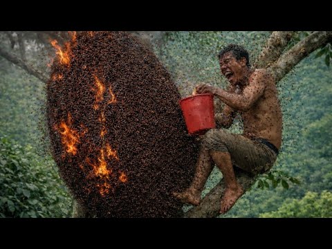A Dramatic Wild Honey Hunt – Bees Swarming with No Way Back