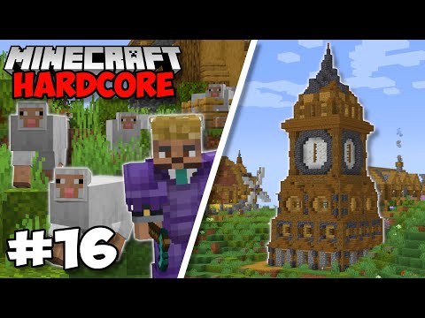I Built A MEGA WOOL FACTORY & Clocktower! - Minecraft 1.18 Hardcore (#16)