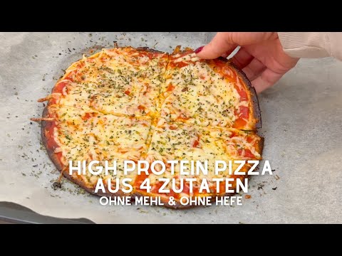 Only 4 ingredients: High Protein Pizza Recipe - NO flour and NO yeast - Keto Pizza Recipe - glute...