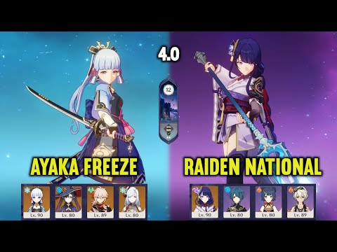 (F2P) C0 AYAKA Freeze & C0 RAIDEN National | 4.0 Spiral Abyss Floor 12 | Genshin Impact