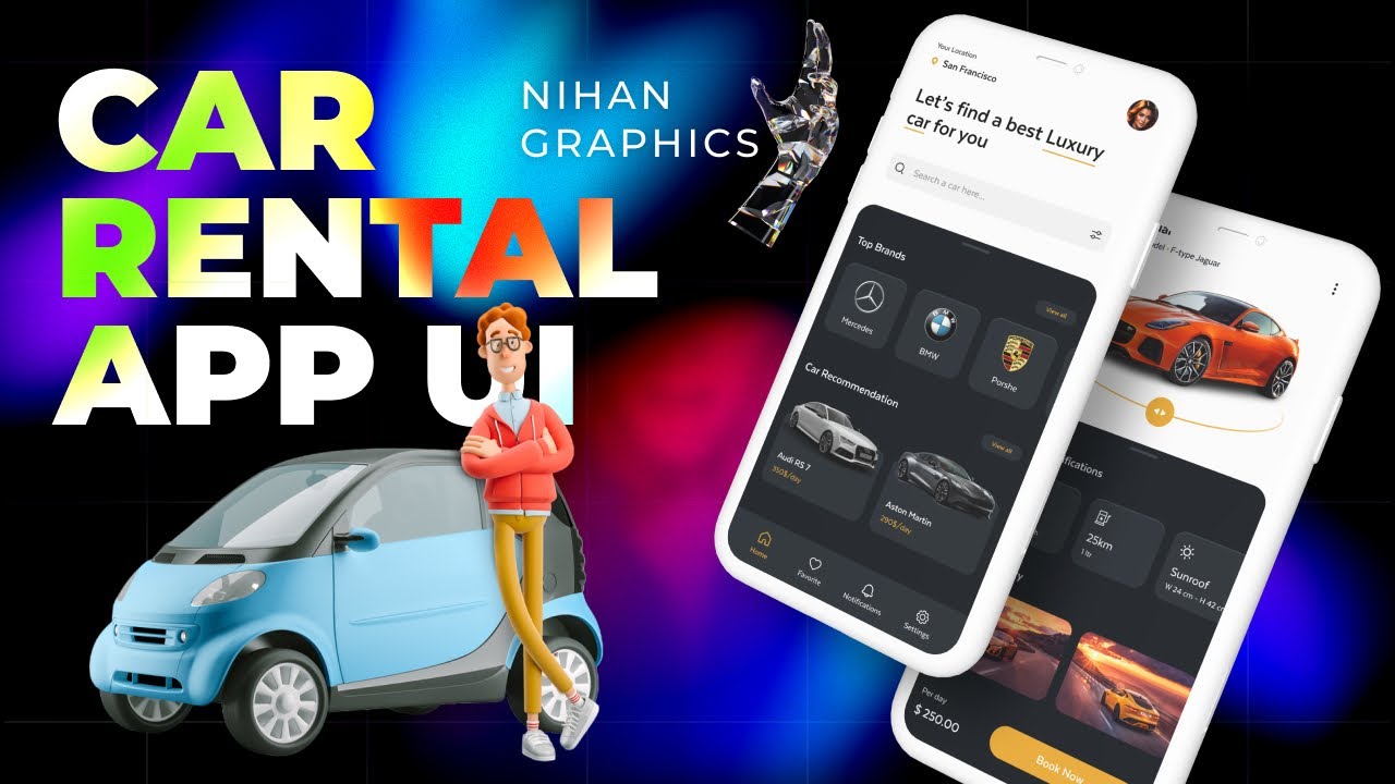 Car Rental App UI Design in Figma | Mobile App UI/UX Design | Figma Tutorial by Nihan Graphics