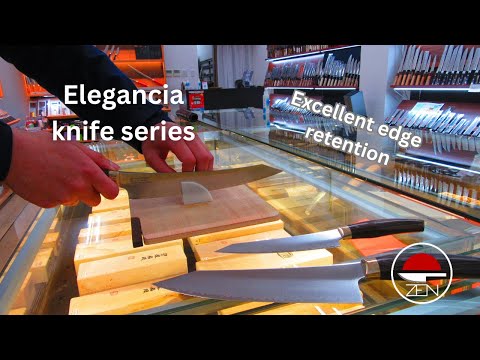 【Kitchen knife】Excellent edge retention "Elegancia" created by Suncraft @ Takanojin in Kappabashi