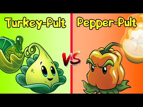 Turkey Pult vs Pepper Pult MAX Levels ► Plants vs. Zombies 2: It's About Time