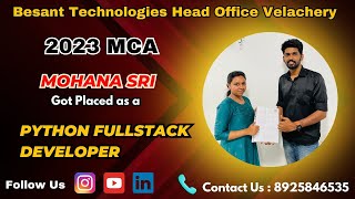 *Mohana Sri MCA 2023 | Placed as Python Fullstack Developer | SNS College | Success Story | IT Job*