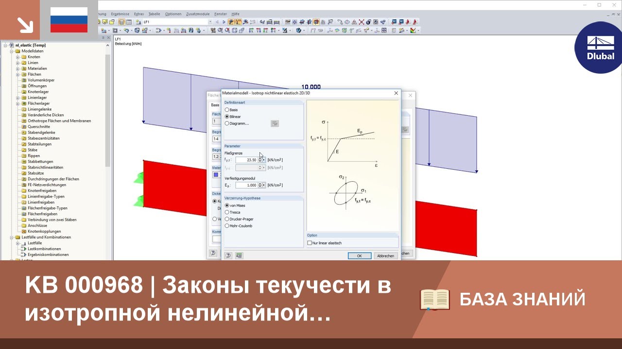 KB 000968 | Законы текучести в изотропной нелинейной упругой модели материала