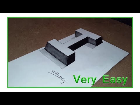 Very Easy!! How To Drawing 3D Floating Letter I #2   Anamorphic Illusion   3D Trick Art on paper