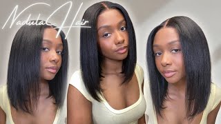 😍Must Have Glueless 7x5 Bye Bye Knots Yaki Straight Bob Drawstring Wig  Ft. Nadula hair Amazon