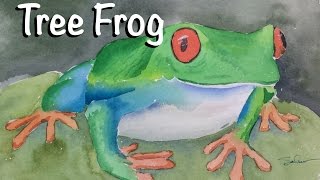 How to Paint a Tree Frog in Watercolor Tutorial wildlife amphibian watercolour