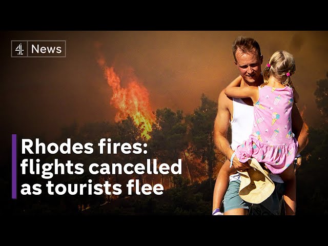 Rhodes fires: flights cancelled as thousands of tourists and residents evacuated on Greek island