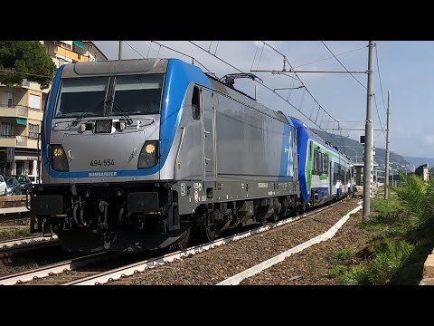 MRS56449 Pistoia-Bologna San Donato E494 554 LCIT-DBCI+HTR312 010+HTR412 027 in transito a Lavagna!