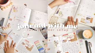 journal with me 📔 JULY muji planner monthly spread setup ₊˚🧸 cozy asmr soft music