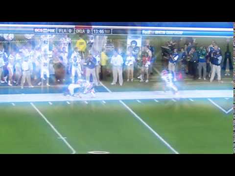 Major Wright of Florida Gators   Big Hit on Manny Johnson in 2009 BCS National Championship 1