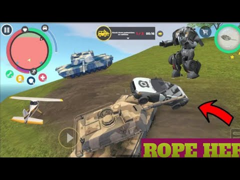 Rope Hero Vice Town (Giant Police CarRobot Climb Russian Army Tank) ArmyTank on Mountain - HD