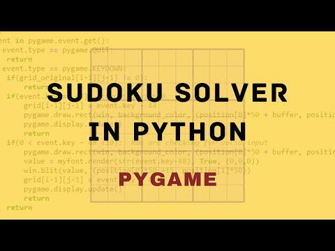 Using Python To Solve Sudoku Pygame
