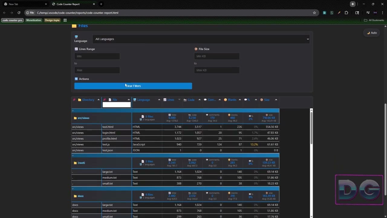 See Code Counter Reports