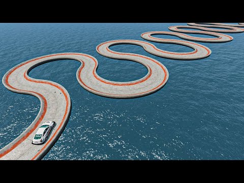 Impossible Snake Shape Bridge Crossing Cars Vs Deep Water - BeamNG.Drive