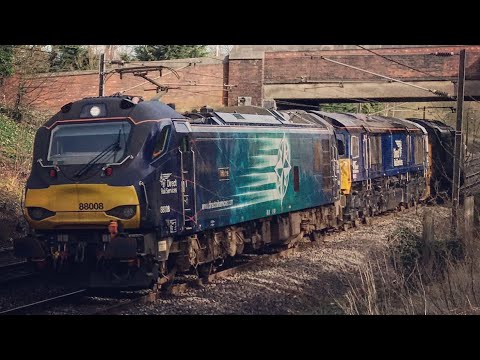 DRS 88008, 66432 & 37716 Passing Croft | 0Z11 Carlisle Kingmoor to Doncaster Robert Rds Shed