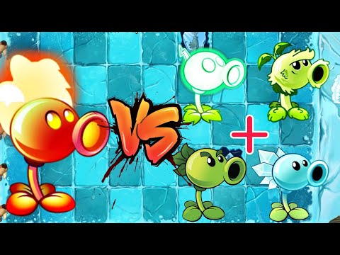Plants Vs Zombies 2 | Fire Peashooter Vs Snow Pea, Repeater, Primal Peashooter, Electric Peashooter