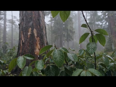 Sleep or Relax with Heavy Rain No Thunder Sounds for Sleeping on Forest Leaves, Calm For Insomnia