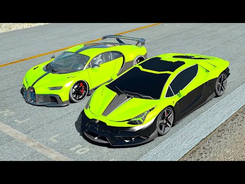 Lamborghini Scorpion Concept vs Bugatti Chiron Pur Sport - Drag Race 10 KM