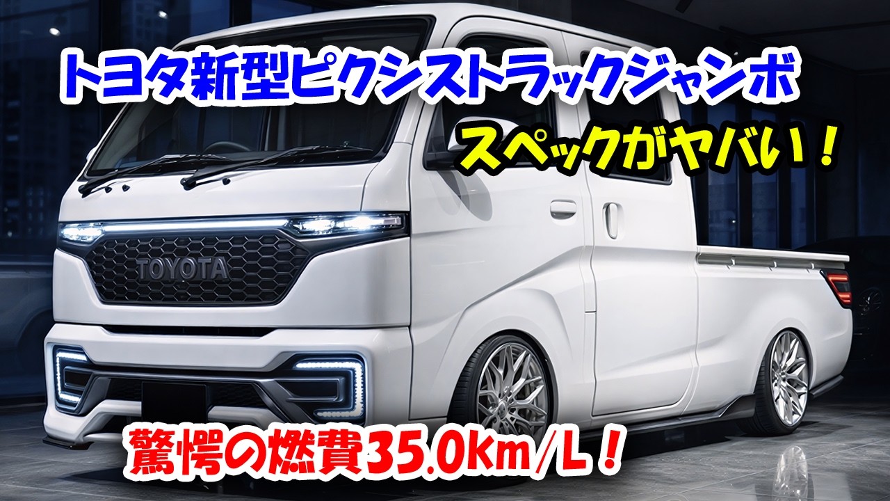 トヨタ新型ピクシストラックジャンボ新登場！スペックがヤバい・・・驚愕の燃費35.0km/L！軽トラの常識を完全に覆す！