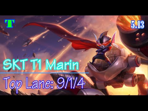 #5::SKT T1 Marin Rumble vs Irelia Top Lane - Season 5 - Patch 5.13 - KR SoloQ