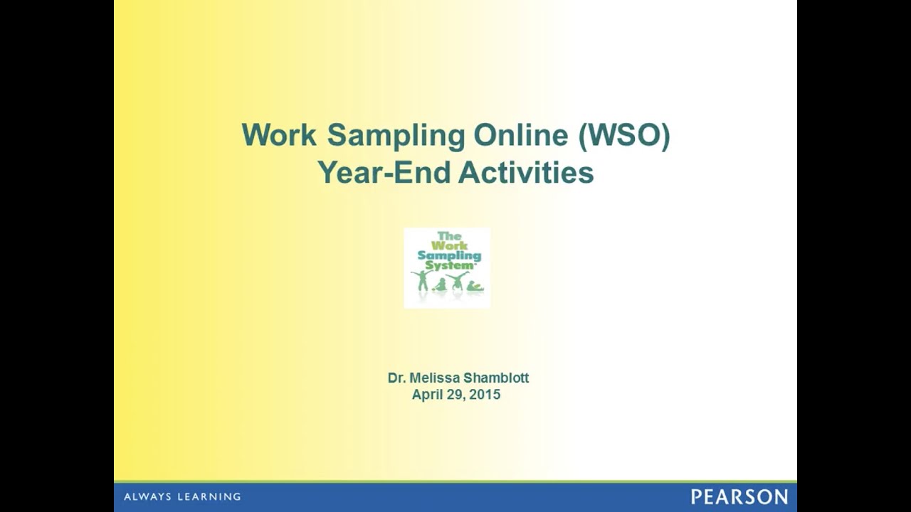 Work Sampling Online End of Year Activities