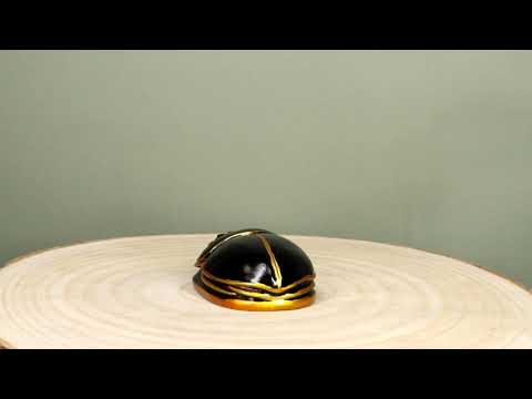 Ebros Egyptian Black Gold Scarab Amulet With Hieroglyphs Statue Symbol of Rebirth 3"L