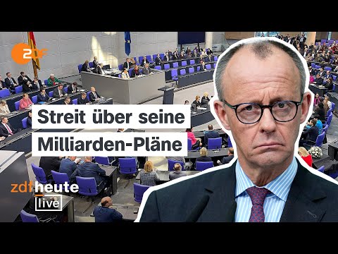 Video Thumbnail: Hitzige Diskussion über Finanzpaket von Union und SPD| Bundestagsdebatte bei ZDFheute live