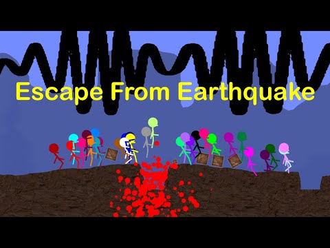 Escape From Earthquake  -  Survival Marble Race in Algodoo sTICKMAN - marble stickman